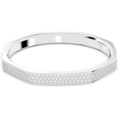 Swarovski Bracelet-jonc Dextera, Forme octogonale, Pavé, Medium, Blanc, Métal rhodié Swarovski Bracelet-jonc Dextera, Forme octogonale, Pavé, Medium, Blanc, Métal rhodié