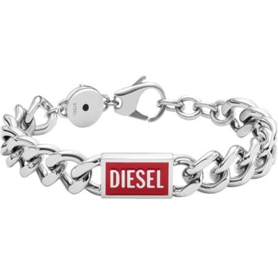 Diesel Bracelet Pour Hommes En Acier, Longueur : 180-195mm, Largeur : 12mm, Hauteur : 4.3mm Bracelet En Acier Inoxydable Argenté, DX1371040, Gris foncé Diesel Bracelet Pour Hommes En Acier, Longueur : 180-195mm, Largeur : 12mm, Hauteur : 4.3mm Bracelet En Acier Inoxydable Argenté, DX1371040, Gris foncé