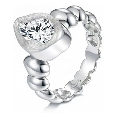 ZUOHUI Bague unisexe en argent sterling 925, poire, moissanite, perle brossée, 1,5 ct, vintage(Silver,5) ZUOHUI Bague unisexe en argent sterling 925, poire, moissanite, perle brossée, 1,5 ct, vintage(Silver,5)
