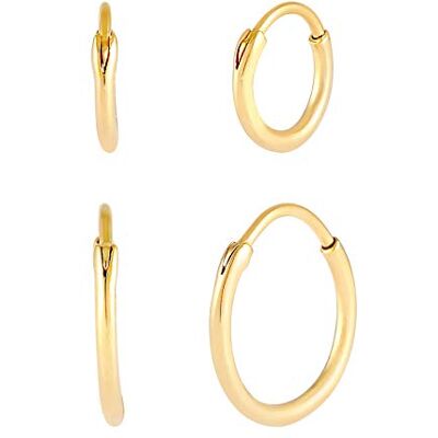 Kuzzoi Lot de 2 paires de boucles d'oreilles créoles rondes pour homme Boucles d'oreilles créoles en argent sterling 925 plaqué or Pour homme, Argent sterling Kuzzoi Lot de 2 paires de boucles d'oreilles créoles rondes pour homme Boucles d'oreilles créoles en argent sterling 925 plaqué or Pour homme, Argent sterling