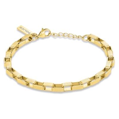 Police Bracelet à maillons dorés pour homme PEAGB0041802, taille unique, en acier inoxydable, sans pierres précieuses, taille unique, pas une pierre précieuse Police Bracelet à maillons dorés pour homme PEAGB0041802, taille unique, en acier inoxydable, sans pierres précieuses, taille unique, pas une pierre précieuse