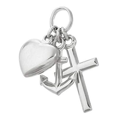 NKlaus foi amour espérance 925 argent sterling 14mm pendentif chaîne rhodié 9102 NKlaus foi amour espérance 925 argent sterling 14mm pendentif chaîne rhodié 9102