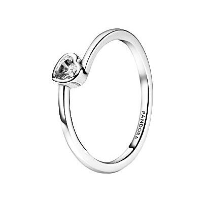 PANDORA Bague solitaire Cœur incliné incolore, taille 58 PANDORA Bague solitaire Cœur incliné incolore, taille 58