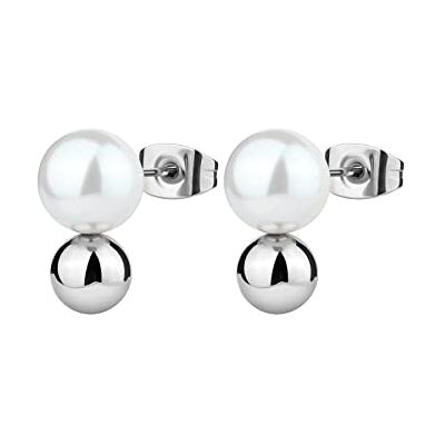 Brosway Boucles d'oreilles Perfect pour femme en acier inoxydable avec perles de couleur argentée, longueur : 1,85 cm, BPC22 Brosway Boucles d'oreilles Perfect pour femme en acier inoxydable avec perles de couleur argentée, longueur : 1,85 cm, BPC22