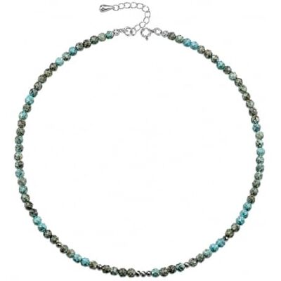Unique Collier de perles ras du cou Turquoise Diamètre : 4 mm Collier court 38 cm Pierre de guérison des chakras Qualité bijoutier Unique Collier de perles ras du cou Turquoise Diamètre : 4 mm Collier court 38 cm Pierre de guérison des chakras Qualité bijoutier