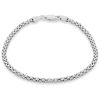 Tuscany Silver Bracelet pour femme en argent sterling plaqué rhodium 250 Popcorn 19 cm, 7 5 inch, Argent Tuscany Silver Bracelet pour femme en argent sterling plaqué rhodium 250 Popcorn 19 cm, 7 5 inch, Argent