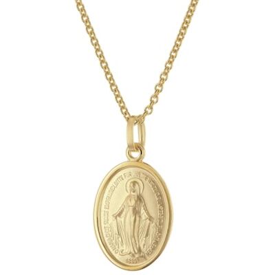 trendor Collier Milagrosa, argent 925, plaqué or, médaille Madonna 40 cm Chaîne en argent avec pendentif plaqué or, collier en argent avec médaille miraculeuse, bijoux religieux, bijoux symboliques trendor Collier Milagrosa, argent 925, plaqué or, médaille Madonna 40 cm Chaîne en argent avec pendentif plaqué or, collier en argent avec médaille miraculeuse, bijoux religieux, bijoux symboliques