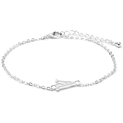 LUXENTER Bracelet Alphabet finition argent Lettre V, Talla única, Métal, Sans pierre précieuse LUXENTER Bracelet Alphabet finition argent Lettre V, Talla única, Métal, Sans pierre précieuse