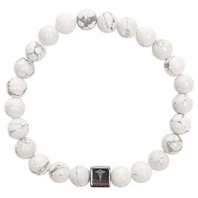 Mercury ® Howlite Bracelet Homme 8mm Pierre Naturelle Perles Bracelet Blanc/Gris Élastique Emballage Cadeau de Luxe. Mercury ® Howlite Bracelet Homme 8mm Pierre Naturelle Perles Bracelet Blanc/Gris Élastique Emballage Cadeau de Luxe.