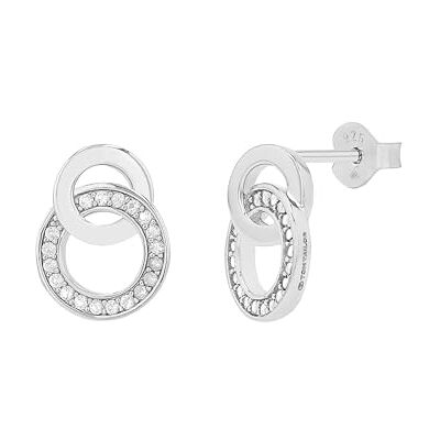 TOM TAILOR Boucles d'Oreilles pour Femme en Argent 925 avec Zircone Clou d'Oreille en Forme de Double Cercle TT-E0021 TOM TAILOR Boucles d'Oreilles pour Femme en Argent 925 avec Zircone Clou d'Oreille en Forme de Double Cercle TT-E0021
