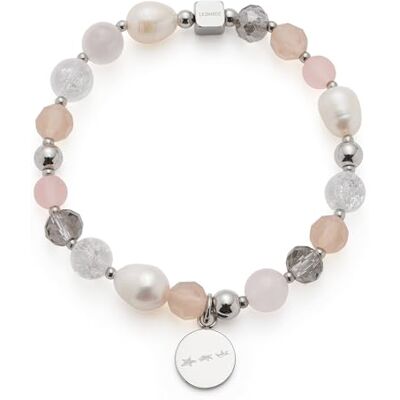 JEWELS BY LEONARDO Hope 025928 Bracelet élastique en acier inoxydable argenté, perles de verre, d'agate et d'eau douce, 19,5 cm de long, bijou cadeau pour femme JEWELS BY LEONARDO Hope 025928 Bracelet élastique en acier inoxydable argenté, perles de verre, d'agate et d'eau douce, 19,5 cm de long, bijou cadeau pour femme