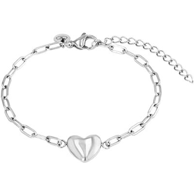 TOM TAILOR Bracelet pour Femme en Acier inoxydable Argenté Pendentif en Forme de Cœur TT-B0025 TOM TAILOR Bracelet pour Femme en Acier inoxydable Argenté Pendentif en Forme de Cœur TT-B0025