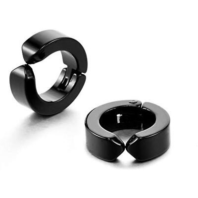 ZENSE Boucles d'oreilles homme acier noir sans perçage des oreilles ZE0070 ZENSE Boucles d'oreilles homme acier noir sans perçage des oreilles ZE0070