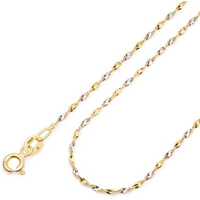 Amberta Collier Chaîne pour Femme en Véritable Or Jaune 9 14 Carats Collier en Or Massif – Maille Miroir, Torsadée ou Popcorn – Longueur 40/45/50 cm Amberta Collier Chaîne pour Femme en Véritable Or Jaune 9 14 Carats Collier en Or Massif – Maille Miroir, Torsadée ou Popcorn – Longueur 40/45/50 cm