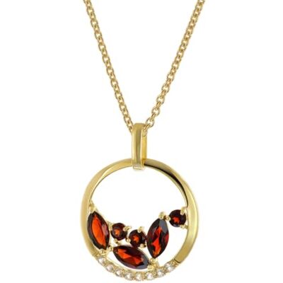trendor Collier pour femme avec pendentif en grenat, 45 cm Chaîne fine et robuste à maillons ronds avec maillons intermédiaires, un bijou pour femme, argent 925 plaqué or, 21897 trendor Collier pour femme avec pendentif en grenat, 45 cm Chaîne fine et robuste à maillons ronds avec maillons intermédiaires, un bijou pour femme, argent 925 plaqué or, 21897