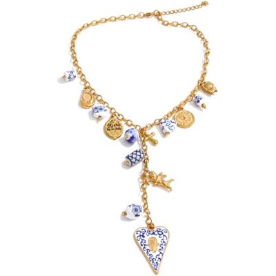 DEJIN Long collier à breloques en forme de cœur en acier inoxydable fait à la main DEJIN Long collier à breloques en forme de cœur en acier inoxydable fait à la main