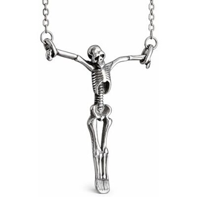 BlackAmazement Collier avec pendentif en acier inoxydable 316L Squelette tête de mort Argent Biker gothique Pour homme et femme BlackAmazement Collier avec pendentif en acier inoxydable 316L Squelette tête de mort Argent Biker gothique Pour homme et femme