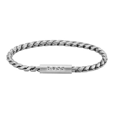 Boss Jewelry Collier et Bracelet en Chaîne pour Homme Collection DORAN en Acier Inoxydable et avec une Plaque Gravée Boss Jewelry Collier et Bracelet en Chaîne pour Homme Collection DORAN en Acier Inoxydable et avec une Plaque Gravée