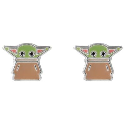 Disney Star Wars The Mandalorian Boucles d'oreilles à tige en argent sterling et émail Motif bébé Yoda Disney Star Wars The Mandalorian Boucles d'oreilles à tige en argent sterling et émail Motif bébé Yoda