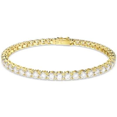 Swarovski Bracelet Matrix Tennis, Taille ronde, Blanc, Placage de ton or Swarovski Bracelet Matrix Tennis, Taille ronde, Blanc, Placage de ton or