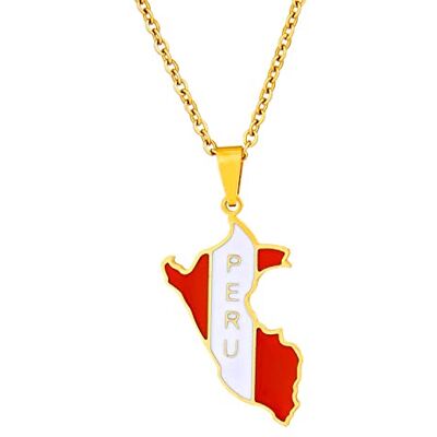 Collier avec pendentif carte du Pérou – Motif ethnique drapeau région du Pérou Cartes du Pérou Colliers Chaîne de collier Charm Hip Hop Patriotisme Bijoux pour femmes et hommes Chaîne de Collier avec pendentif carte du Pérou – Motif ethnique drapeau région du Pérou Cartes du Pérou Colliers Chaîne de collier Charm Hip Hop Patriotisme Bijoux pour femmes et hommes Chaîne de