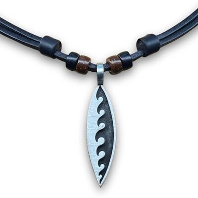HANA LIMA Collier surfeur Bijou surf Chaîne cuir Homme Femme Pendentif planche HANA LIMA Collier surfeur Bijou surf Chaîne cuir Homme Femme Pendentif planche