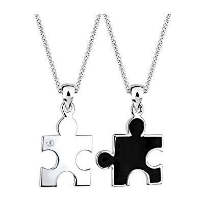 Elli Collier Femme Pendentif Puzzle Partenaire Cristal de Zircone (925/1000) Argent, Zircone cubique Elli Collier Femme Pendentif Puzzle Partenaire Cristal de Zircone (925/1000) Argent, Zircone cubique
