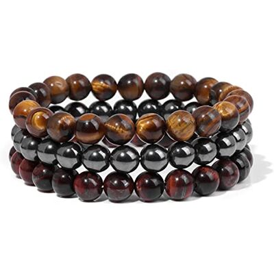 ASNAT Set de perles Bracelet en pierre naturelle Hematite Bracelet Tiger Eye Perles Energy Bracelets Pour Hommes Femmes Elastic Rope Bijoux 8mm,Type 14,21CM ASNAT Set de perles Bracelet en pierre naturelle Hematite Bracelet Tiger Eye Perles Energy Bracelets Pour Hommes Femmes Elastic Rope Bijoux 8mm,Type 14,21CM
