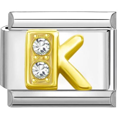 Quiges Breloque de style italien en acier inoxydable 9 mm Lettre K pour bracelets à breloques italiens, Acier inoxydable Quiges Breloque de style italien en acier inoxydable 9 mm Lettre K pour bracelets à breloques italiens, Acier inoxydable