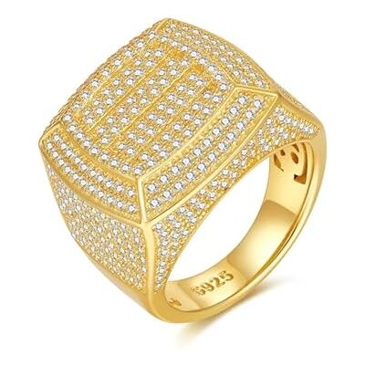 ZUOHUI Bague unisexe empilable en argent sterling, forme carrée géométrique, style hip-hop, moissanite, avec halo complet, couleur DE. Bijou cadeau.(Gold Moissanite,7) ZUOHUI Bague unisexe empilable en argent sterling, forme carrée géométrique, style hip-hop, moissanite, avec halo complet, couleur DE. Bijou cadeau.(Gold Moissanite,7)