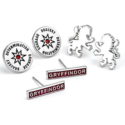 The Carat Shop Harry Potter Gryffondor Lot de 3 boucles d'oreilles à tige, Medium, Zinc, Sans pierre précieuse The Carat Shop Harry Potter Gryffondor Lot de 3 boucles d'oreilles à tige, Medium, Zinc, Sans pierre précieuse