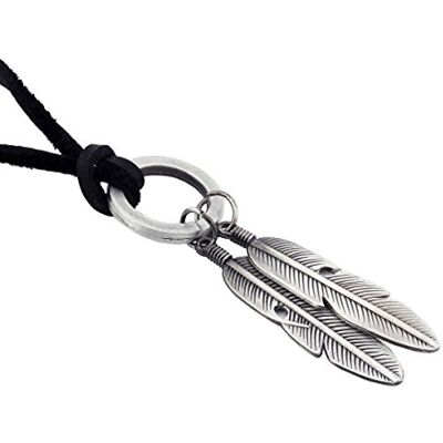DonDon Collier en Cuir Marron pour Homme avec différents pendentifs dans Une Pochette Noire DonDon Collier en Cuir Marron pour Homme avec différents pendentifs dans Une Pochette Noire