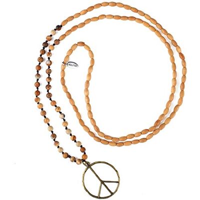 KELITCH Collier avec Pendentif Signe de Paix pour Femmes en Cristal de Perles ovales en Bois Nouvelle Collection, Hématite KELITCH Collier avec Pendentif Signe de Paix pour Femmes en Cristal de Perles ovales en Bois Nouvelle Collection, Hématite