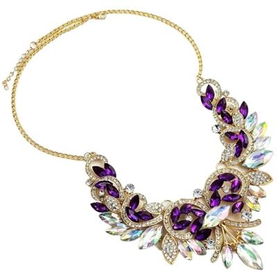 XIGAWAY Collier en forme de fleur de diamant pour femme, longue chaîne avec pendentif floral en cristal, 53 cm réglable + rallonge de 5 cm, rouge, violet, blanc, bijou tendance de luxe XIGAWAY Collier en forme de fleur de diamant pour femme, longue chaîne avec pendentif floral en cristal, 53 cm réglable + rallonge de 5 cm, rouge, violet, blanc, bijou tendance de luxe
