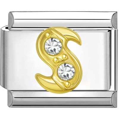 Quiges Breloque de style italien en acier inoxydable 9 mm Lettres de l'alphabet S pour bracelets à breloques italiens, Acier inoxydable, Pas de gemme Quiges Breloque de style italien en acier inoxydable 9 mm Lettres de l'alphabet S pour bracelets à breloques italiens, Acier inoxydable, Pas de gemme