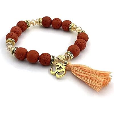 Viking Bracelet en pierre de lave rouge avec symbole Mantra Om Aum dans une boîte cadeau Viking Bracelet en pierre de lave rouge avec symbole Mantra Om Aum dans une boîte cadeau