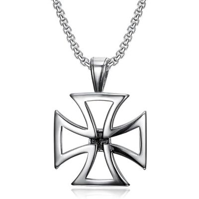 BOBIJOO JEWELRY Grand Pendentif templier Homme Collier Croix des Templiers Ajourée Acier Inoxydable Chaîne 55cm, One size, Acier inoxydable, sans_pierre BOBIJOO JEWELRY Grand Pendentif templier Homme Collier Croix des Templiers Ajourée Acier Inoxydable Chaîne 55cm, One size, Acier inoxydable, sans_pierre