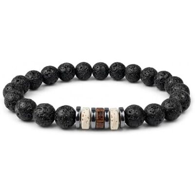 Felicidade Bracelet Homme Pierre de Lave, Hématite et Bois – Bijou Masculin Élégant, Perles Noires et Métallisées, Style Naturel, Mode Masculine, Idée Cadeau Homme Felicidade Bracelet Homme Pierre de Lave, Hématite et Bois – Bijou Masculin Élégant, Perles Noires et Métallisées, Style Naturel, Mode Masculine, Idée Cadeau Homme