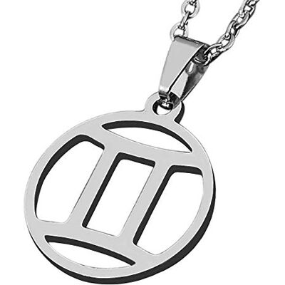ZENSE Collier zodiaque Gémeaux pour homme ZP0236, diamètre 2 cm, avec chaîne ZENSE Collier zodiaque Gémeaux pour homme ZP0236, diamètre 2 cm, avec chaîne