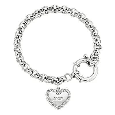 Joop! Collier en argent sterling 925 pour femme, collier, en partie avec pierre précieuse, argent 925 rhodié, livré dans une boîte à bijoux assortie Joop! Collier en argent sterling 925 pour femme, collier, en partie avec pierre précieuse, argent 925 rhodié, livré dans une boîte à bijoux assortie