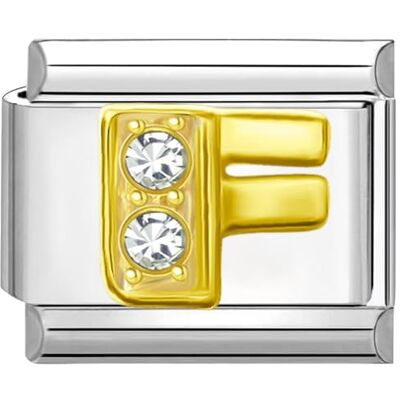 Quiges 9 mm Style italien En acier inoxydable Oxyde de zirconium Lettre F Pour bracelets de style italien, Cuivre Quiges 9 mm Style italien En acier inoxydable Oxyde de zirconium Lettre F Pour bracelets de style italien, Cuivre