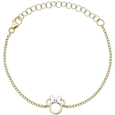 Disney Bracelet pour femme avec Minnie Mouse en argent plaqué or jaune, longueur 14-17 cm Disney Bracelet pour femme avec Minnie Mouse en argent plaqué or jaune, longueur 14-17 cm