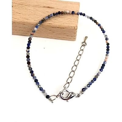 LVJMOB Les colliers et bracelets en perles de grenat naturel de 2 à 3 mm conviennent aux hommes et aux femmes, sodalite, bracelet de 15 à 18 cm LVJMOB Les colliers et bracelets en perles de grenat naturel de 2 à 3 mm conviennent aux hommes et aux femmes, sodalite, bracelet de 15 à 18 cm