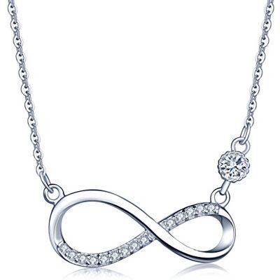 Unendlich U Infinite U Collier pour femme et fille avec pendentif en diamant symbole infini incrusté de zircones Cadeau d'anniversaire Noël, Émail, Oxyde de Zirconium Unendlich U Infinite U Collier pour femme et fille avec pendentif en diamant symbole infini incrusté de zircones Cadeau d'anniversaire Noël, Émail, Oxyde de Zirconium