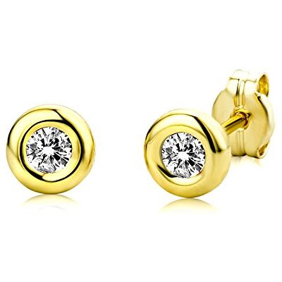 Miore Boucles d'oreilles à tige rondes pour femme avec pierre de naissance Rubis- Émeraude- Saphir- Zircone cubique en Or blanc- Or jaune de 9 carats 375, taille 16 5,5 x 5,5 mm, Or jaune, Oxyde de Miore Boucles d'oreilles à tige rondes pour femme avec pierre de naissance Rubis- Émeraude- Saphir- Zircone cubique en Or blanc- Or jaune de 9 carats 375, taille 16 5,5 x 5,5 mm, Or jaune, Oxyde de