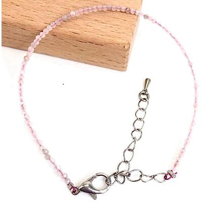 LVJMOB Les colliers en grenat naturel de 2 à 3 mm sont adaptés pour les hommes et les femmes, cristaux roses, bracelet de 15 à 18 cm LVJMOB Les colliers en grenat naturel de 2 à 3 mm sont adaptés pour les hommes et les femmes, cristaux roses, bracelet de 15 à 18 cm