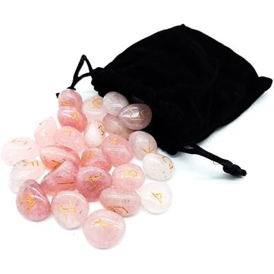 Elder Futhark Lot de 25 pierres de guérison Quartz rose Environ 20 mm Dans une pochette en velours Mythologie viking ésotérisme Magie (quartz rose, gravure dorée) Elder Futhark Lot de 25 pierres de guérison Quartz rose Environ 20 mm Dans une pochette en velours Mythologie viking ésotérisme Magie (quartz rose, gravure dorée)