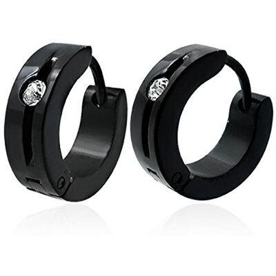 ZENSE Boucles d'oreilles homme en acier noir et diamant CZ ZE0005 ZENSE Boucles d'oreilles homme en acier noir et diamant CZ ZE0005