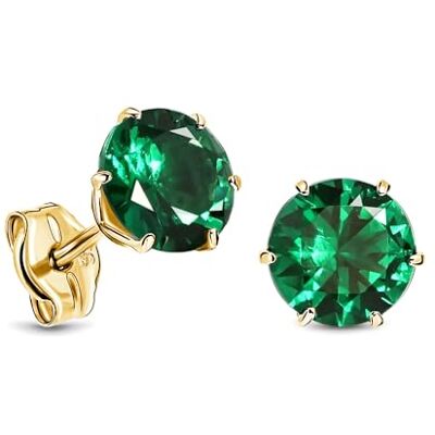 Miore Boucles d'oreilles pour femme en or blanc/or jaune véritable 9KT 375, boucles d'oreilles point de lumière avec rubis/saphirs bleu/émeraudes/zircons brillants encastrés à griffe, emballés dans Miore Boucles d'oreilles pour femme en or blanc/or jaune véritable 9KT 375, boucles d'oreilles point de lumière avec rubis/saphirs bleu/émeraudes/zircons brillants encastrés à griffe, emballés dans