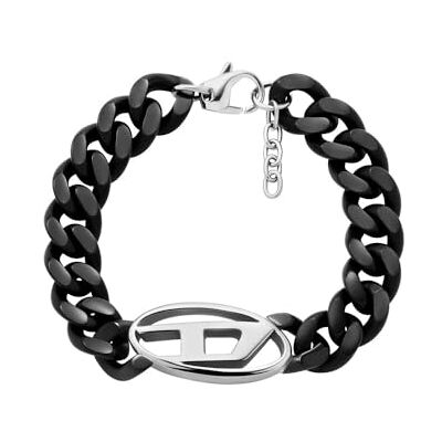 Diesel Bracelet homme en acier inoxydable 2 tons avec fermoir mousqueton Diesel Bracelet homme en acier inoxydable 2 tons avec fermoir mousqueton